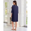 image:imageEkouaer Zipper Robes for Women 34 Sleeves House Coat 2026 Zip Up Bathrobe  Lightweight Soft V Neck Comfy Summer Side Split Zipper Front Nightgown with Pockets SleepwearNavy Blue