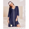 image:imageEkouaer Zipper Robes for Women 34 Sleeves House Coat 2026 Zip Up Bathrobe  Lightweight Soft V Neck Comfy Summer Side Split Zipper Front Nightgown with Pockets SleepwearNavy Blue