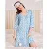 image:imageEkouaer Zipper Robes for Women 34 Sleeves House Coat 2026 Zip Up Bathrobe  Lightweight Soft V Neck Comfy Summer Side Split Zipper Front Nightgown with Pockets SleepwearBlue Floral