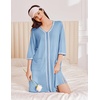 image:imageEkouaer Zipper Robes for Women 34 Sleeves House Coat 2026 Zip Up Bathrobe  Lightweight Soft V Neck Comfy Summer Side Split Zipper Front Nightgown with Pockets SleepwearPale Blue