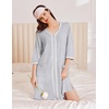 image:imageEkouaer Zipper Robes for Women 34 Sleeves House Coat 2026 Zip Up Bathrobe  Lightweight Soft V Neck Comfy Summer Side Split Zipper Front Nightgown with Pockets SleepwearLight Gray