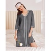 image:imageEkouaer Zipper Robes for Women 34 Sleeves House Coat 2026 Zip Up Bathrobe  Lightweight Soft V Neck Comfy Summer Side Split Zipper Front Nightgown with Pockets SleepwearDeep Gray