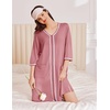 image:imageEkouaer Zipper Robes for Women 34 Sleeves House Coat 2026 Zip Up Bathrobe  Lightweight Soft V Neck Comfy Summer Side Split Zipper Front Nightgown with Pockets SleepwearGray Purple