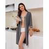 image:imageEkouaer Zipper Robes for Women 34 Sleeves House Coat 2026 Zip Up Bathrobe  Lightweight Soft V Neck Comfy Summer Side Split Zipper Front Nightgown with Pockets SleepwearDeep Gray