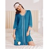 image:imageEkouaer Zipper Robes for Women 34 Sleeves House Coat 2026 Zip Up Bathrobe  Lightweight Soft V Neck Comfy Summer Side Split Zipper Front Nightgown with Pockets SleepwearBlue Green