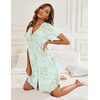image:imageEkouaer Nightgowns for Women Button Down Night Gown with Pockets  Short Sleeve Sleepshirt V Neck Night Shirt Soft Pajamas Dress Casual Sleepwear for Labor Delivery Maternity NursingFloral Green