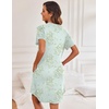 image:imageEkouaer Nightgowns for Women Button Down Night Gown with Pockets  Short Sleeve Sleepshirt V Neck Night Shirt Soft Pajamas Dress Casual Sleepwear for Labor Delivery Maternity NursingFloral Green