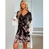 image:imageEkouaer Nightgowns for Women Button Down Night Gown with Pockets  Short Sleeve Sleepshirt V Neck Night Shirt Soft Pajamas Dress Casual Sleepwear for Labor Delivery Maternity NursingBegonia Flowers