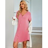 image:imageEkouaer Nightgowns for Women Button Down Night Gown with Pockets  Short Sleeve Sleepshirt V Neck Night Shirt Soft Pajamas Dress Casual Sleepwear for Labor Delivery Maternity NursingCoral Pink