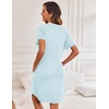 image:imageEkouaer Nightgowns for Women Button Down Night Gown with Pockets  Short Sleeve Sleepshirt V Neck Night Shirt Soft Pajamas Dress Casual Sleepwear for Labor Delivery Maternity NursingLight Blue