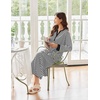 image:imageEkouaer Nightgowns for Women Long Sleeve Winter Night Gown with Pockets  Long Nightgown Plus Size Lounge Dress Button Down Sleepshirts V Neck Night Shirt Warm Sleepwear Full Length LoungewearGrey White Striped