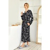 image:imageEkouaer Nightgowns for Women Long Sleeve Winter Night Gown with Pockets  Long Nightgown Plus Size Lounge Dress Button Down Sleepshirts V Neck Night Shirt Warm Sleepwear Full Length LoungewearBlack White Floral