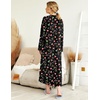image:imageEkouaer Nightgowns for Women Long Sleeve Winter Night Gown with Pockets  Long Nightgown Plus Size Lounge Dress Button Down Sleepshirts V Neck Night Shirt Warm Sleepwear Full Length LoungewearChirstmas Black