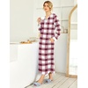 image:imageEkouaer Nightgowns for Women Long Sleeve Winter Night Gown with Pockets  Long Nightgown Plus Size Lounge Dress Button Down Sleepshirts V Neck Night Shirt Warm Sleepwear Full Length LoungewearWhite Plaid