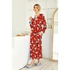 image:imageEkouaer Nightgowns for Women Long Sleeve Winter Night Gown with Pockets  Long Nightgown Plus Size Lounge Dress Button Down Sleepshirts V Neck Night Shirt Warm Sleepwear Full Length LoungewearChristmas Red With Santa