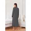 image:imageEkouaer Nightgowns for Women Long Sleeve Winter Night Gown with Pockets  Long Nightgown Plus Size Lounge Dress Button Down Sleepshirts V Neck Night Shirt Warm Sleepwear Full Length LoungewearBlack Stripe