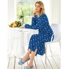 image:imageEkouaer Nightgowns for Women Long Sleeve Winter Night Gown with Pockets  Long Nightgown Plus Size Lounge Dress Button Down Sleepshirts V Neck Night Shirt Warm Sleepwear Full Length LoungewearBlue Star