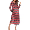 image:imageEkouaer Nightgowns for Women Long Sleeve Winter Night Gown with Pockets  Long Nightgown Plus Size Lounge Dress Button Down Sleepshirts V Neck Night Shirt Warm Sleepwear Full Length LoungewearChristmas Red