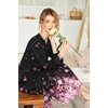 image:imageEkouaer Nightgowns for Women Long Sleeve Winter Night Gown with Pockets  Long Nightgown Plus Size Lounge Dress Button Down Sleepshirts V Neck Night Shirt Warm Sleepwear Full Length LoungewearBlack Pink Flower