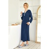image:imageEkouaer Nightgowns for Women Long Sleeve Winter Night Gown with Pockets  Long Nightgown Plus Size Lounge Dress Button Down Sleepshirts V Neck Night Shirt Warm Sleepwear Full Length LoungewearNavy