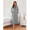 image:imageEkouaer Nightgowns for Women Long Sleeve Winter Night Gown with Pockets  Long Nightgown Plus Size Lounge Dress Button Down Sleepshirts V Neck Night Shirt Warm Sleepwear Full Length LoungewearGrey White Striped