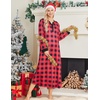 image:imageEkouaer Nightgowns for Women Long Sleeve Winter Night Gown with Pockets  Long Nightgown Plus Size Lounge Dress Button Down Sleepshirts V Neck Night Shirt Warm Sleepwear Full Length LoungewearRed Plaid