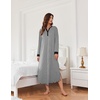 image:imageEkouaer Nightgowns for Women Long Sleeve Winter Night Gown with Pockets  Long Nightgown Plus Size Lounge Dress Button Down Sleepshirts V Neck Night Shirt Warm Sleepwear Full Length LoungewearGrey White Striped
