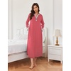 image:imageEkouaer Nightgowns for Women Long Sleeve Winter Night Gown with Pockets  Long Nightgown Plus Size Lounge Dress Button Down Sleepshirts V Neck Night Shirt Warm Sleepwear Full Length LoungewearRed Stripe