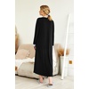 image:imageEkouaer Nightgowns for Women Long Sleeve Winter Night Gown with Pockets  Long Nightgown Plus Size Lounge Dress Button Down Sleepshirts V Neck Night Shirt Warm Sleepwear Full Length LoungewearBlack