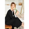 image:imageEkouaer Nightgowns for Women Long Sleeve Winter Night Gown with Pockets  Long Nightgown Plus Size Lounge Dress Button Down Sleepshirts V Neck Night Shirt Warm Sleepwear Full Length LoungewearBlack