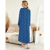 image:imageEkouaer Nightgowns for Women Long Sleeve Winter Night Gown with Pockets  Long Nightgown Plus Size Lounge Dress Button Down Sleepshirts V Neck Night Shirt Warm Sleepwear Full Length LoungewearBlue Star