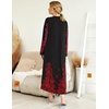 image:imageEkouaer Nightgowns for Women Long Sleeve Winter Night Gown with Pockets  Long Nightgown Plus Size Lounge Dress Button Down Sleepshirts V Neck Night Shirt Warm Sleepwear Full Length LoungewearBlack Red Flower