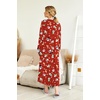 image:imageEkouaer Nightgowns for Women Long Sleeve Winter Night Gown with Pockets  Long Nightgown Plus Size Lounge Dress Button Down Sleepshirts V Neck Night Shirt Warm Sleepwear Full Length LoungewearChristmas Red With Santa