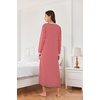 image:imageEkouaer Nightgowns for Women Long Sleeve Winter Night Gown with Pockets  Long Nightgown Plus Size Lounge Dress Button Down Sleepshirts V Neck Night Shirt Warm Sleepwear Full Length LoungewearRed Stripe