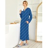 image:imageEkouaer Nightgowns for Women Long Sleeve Winter Night Gown with Pockets  Long Nightgown Plus Size Lounge Dress Button Down Sleepshirts V Neck Night Shirt Warm Sleepwear Full Length LoungewearBlue Star