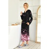 image:imageEkouaer Nightgowns for Women Long Sleeve Winter Night Gown with Pockets  Long Nightgown Plus Size Lounge Dress Button Down Sleepshirts V Neck Night Shirt Warm Sleepwear Full Length LoungewearBlack Pink Flower
