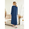 image:imageEkouaer Nightgowns for Women Long Sleeve Winter Night Gown with Pockets  Long Nightgown Plus Size Lounge Dress Button Down Sleepshirts V Neck Night Shirt Warm Sleepwear Full Length LoungewearNavy
