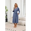 image:imageEkouaer Robes for Women Long Lightweight Bathrobe Soft Knit Bath Robe with PocketsNavy Blue