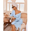 image:imageEkouaer Robes for Women Waffle Knit Bathrobe Lightweight Kimono Robe Knee Length Loungewear with Pockets Light Blue XXL