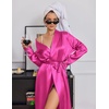 image:imageEkouaer Silk Robes for Women Long Satin Kimono Bathrobe Sexy Bridal Robe  Shawl Collar Bride Wedding Party Robe Long Sleeve Vneck Full Length Lightweight SleepwearRose