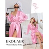 image:imageEkouaer Silk Robes for Women Long Satin Kimono Bathrobe Sexy Bridal Robe  Shawl Collar Bride Wedding Party Robe Long Sleeve Vneck Full Length Lightweight SleepwearLight Pink