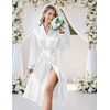 image:imageEkouaer Silk Robes for Women Long Satin Kimono Bathrobe Sexy Bridal Robe  Shawl Collar Bride Wedding Party Robe Long Sleeve Vneck Full Length Lightweight SleepwearWhite