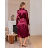 image:imageEkouaer Silk Robes for Women Long Satin Kimono Bathrobe Sexy Bridal Robe  Shawl Collar Bride Wedding Party Robe Long Sleeve Vneck Full Length Lightweight SleepwearWine Red