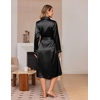 image:imageEkouaer Silk Robes for Women Long Satin Kimono Bathrobe Sexy Bridal Robe  Shawl Collar Bride Wedding Party Robe Long Sleeve Vneck Full Length Lightweight SleepwearBlack