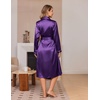 image:imageEkouaer Silk Robes for Women Long Satin Kimono Bathrobe Sexy Bridal Robe  Shawl Collar Bride Wedding Party Robe Long Sleeve Vneck Full Length Lightweight SleepwearDeep Purple