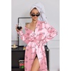 image:imageEkouaer Silk Robes for Women Long Satin Kimono Bathrobe Sexy Bridal Robe  Shawl Collar Bride Wedding Party Robe Long Sleeve Vneck Full Length Lightweight SleepwearPink Love