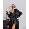 image:imageEkouaer Silk Robes for Women Long Satin Kimono Bathrobe Sexy Bridal Robe  Shawl Collar Bride Wedding Party Robe Long Sleeve Vneck Full Length Lightweight SleepwearBlack
