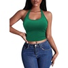 image:imageEkouaer Women Halter Top Backless Scroop Neck Slim Stretchy Ribbed Knit Camisole Crop Tops SXXLGreen