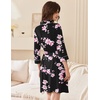 image:imageEkouaer Women Robes Bathrobe Short Kimono Robe Soft Bathrobes with PocketsBlack Pink Flowers