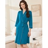 image:imageEkouaer Women Robes Bathrobe Short Kimono Robe Soft Bathrobes with PocketsBlue Green